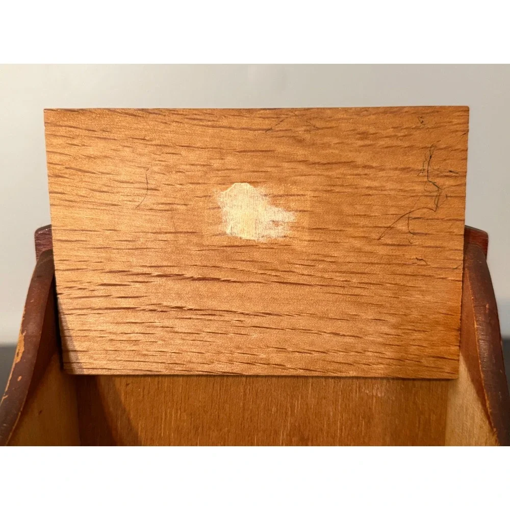 VTG Wooden Recipe/Salt Box Wall Mount Hinged Lid Rustic Farmhouse Kitchen decor